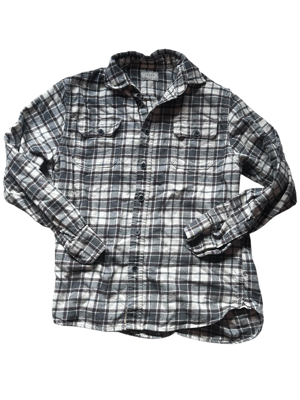 Jachs gray cream brown  Plaid Button-Up Shirt medium